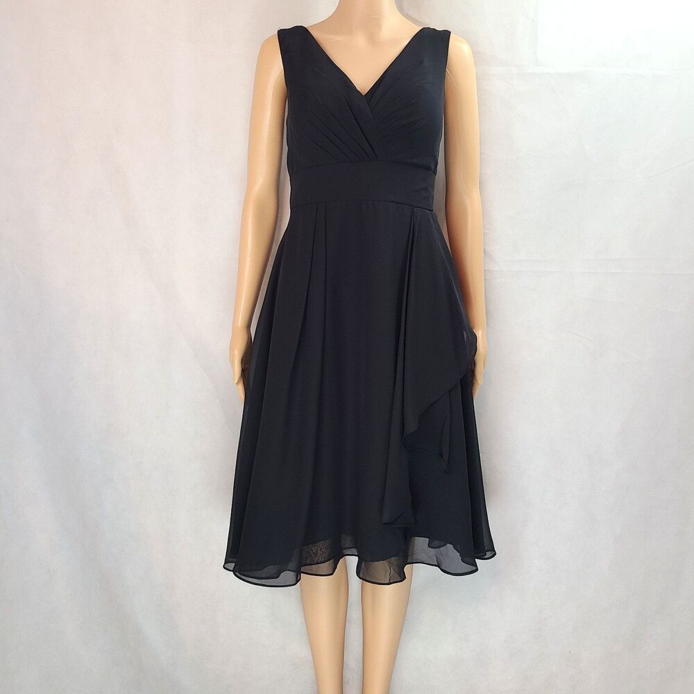 New Special Occasion (2) Black Chiffon Sleeveless Pleated Knee Length Dress
